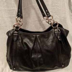 COACH black pebbled leather tote